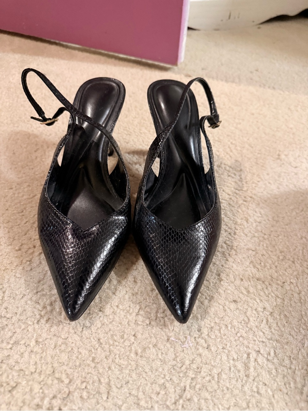 Jessica Simpson Black Pointed Toe Slingback Pumps